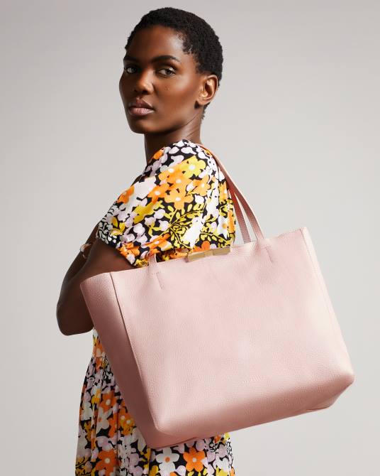 Ted Baker mujer 2ZFP826 bolsas Bolso shopper Clarkia con barra facetada y grano suave Rosa claro