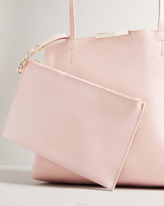 Ted Baker mujer 2ZFP826 bolsas Bolso shopper Clarkia con barra facetada y grano suave Rosa claro