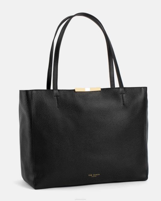 Ted Baker mujer 2ZFP827 bolsas Bolso shopper Clarkia con barra facetada y grano suave negro