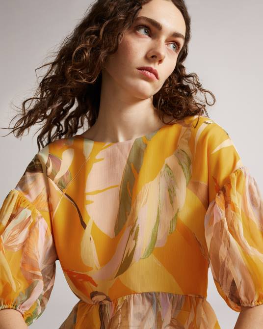 Ted Baker mujer 2ZFP562 ropa top darcila con mangas abullonadas exageradas naranja oscuro