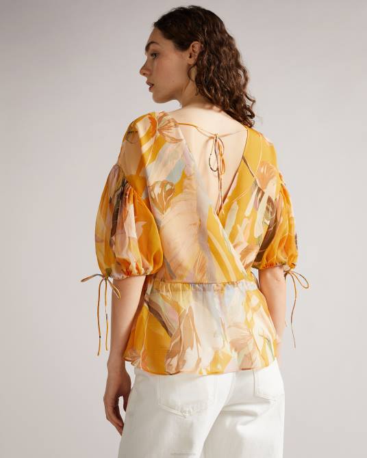 Ted Baker mujer 2ZFP562 ropa top darcila con mangas abullonadas exageradas naranja oscuro