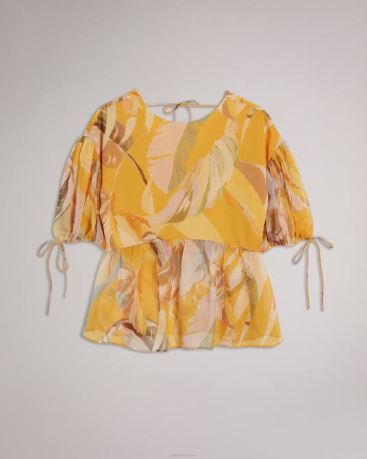 Ted Baker mujer 2ZFP562 ropa top darcila con mangas abullonadas exageradas naranja oscuro