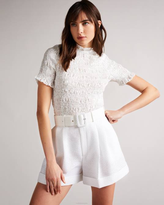 Ted Baker mujer 2ZFP593 ropa tora top fruncido de manga corta blanco
