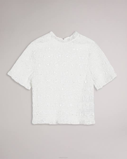 Ted Baker mujer 2ZFP593 ropa tora top fruncido de manga corta blanco