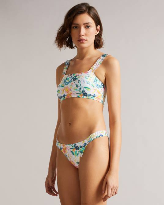 Ted Baker mujer 2ZFP620 ropa top de bikini malray con volantes y flores blanco