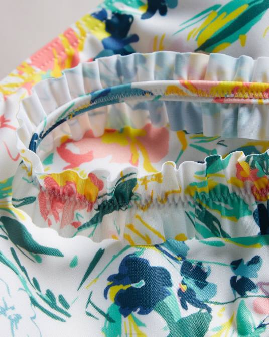 Ted Baker mujer 2ZFP620 ropa top de bikini malray con volantes y flores blanco