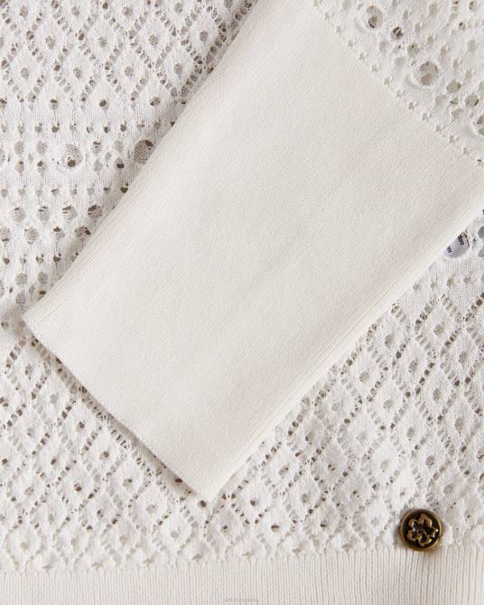 Ted Baker mujer 2ZFP634 ropa suéter corto con puntadas de encaje cette blanco