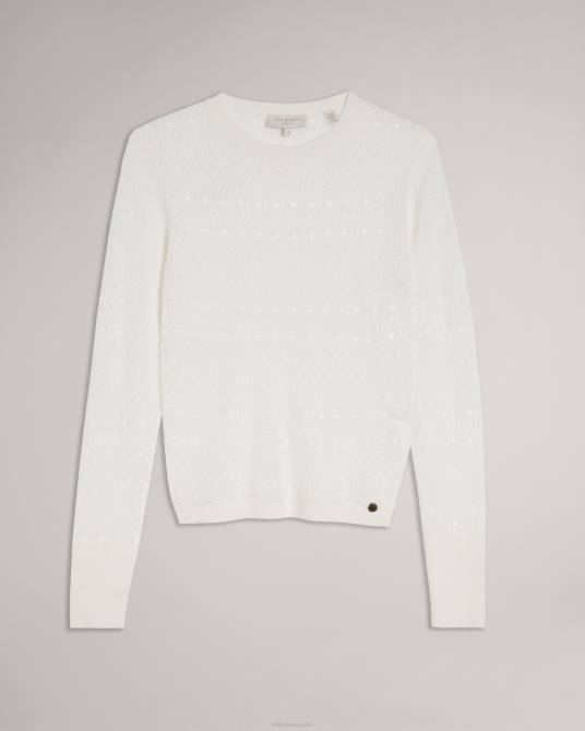 Ted Baker mujer 2ZFP634 ropa suéter corto con puntadas de encaje cette blanco