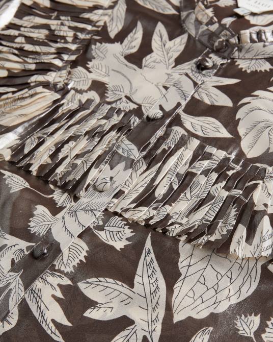 Ted Baker mujer 2ZFP112 ropa blusa dottiah con detalle de pechera con volantes marron oscuro