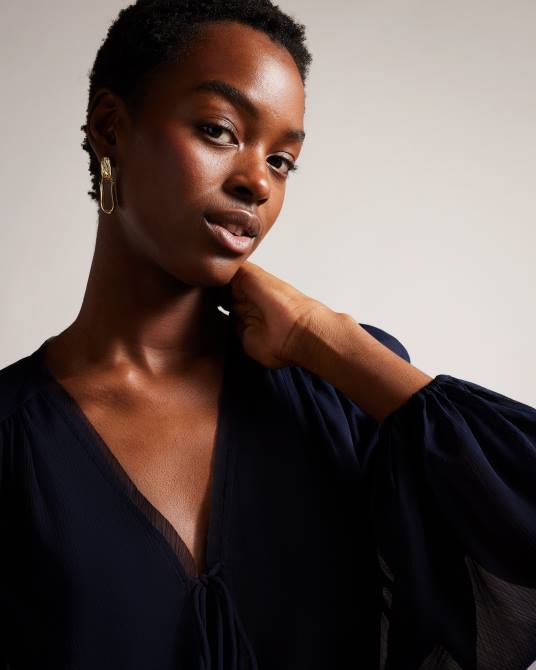 Ted Baker mujer 2ZFP310 ropa blusa frasiah con lazo en la parte delantera azul oscuro