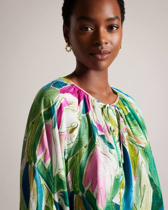 Ted Baker mujer 2ZFP35 ropa blusa karisah con mangas raglán abullonadas verde