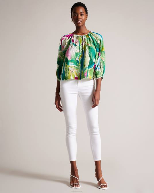 Ted Baker mujer 2ZFP35 ropa blusa karisah con mangas raglán abullonadas verde