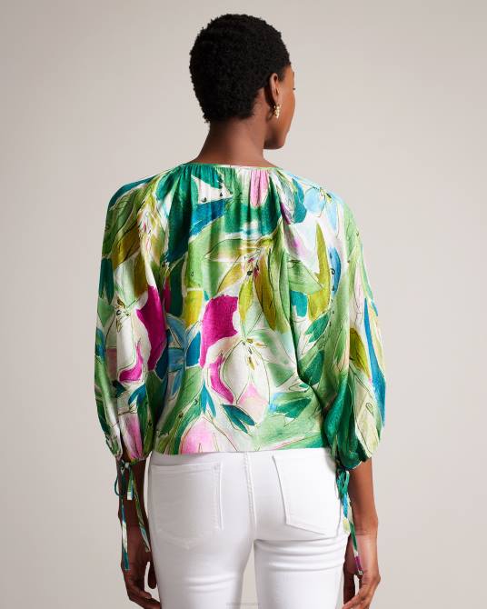 Ted Baker mujer 2ZFP35 ropa blusa karisah con mangas raglán abullonadas verde