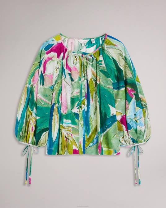 Ted Baker mujer 2ZFP35 ropa blusa karisah con mangas raglán abullonadas verde