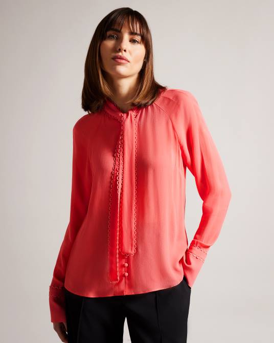 Ted Baker mujer 2ZFP366 ropa Blusa julinaa con detalle de ribete rouleaux coral