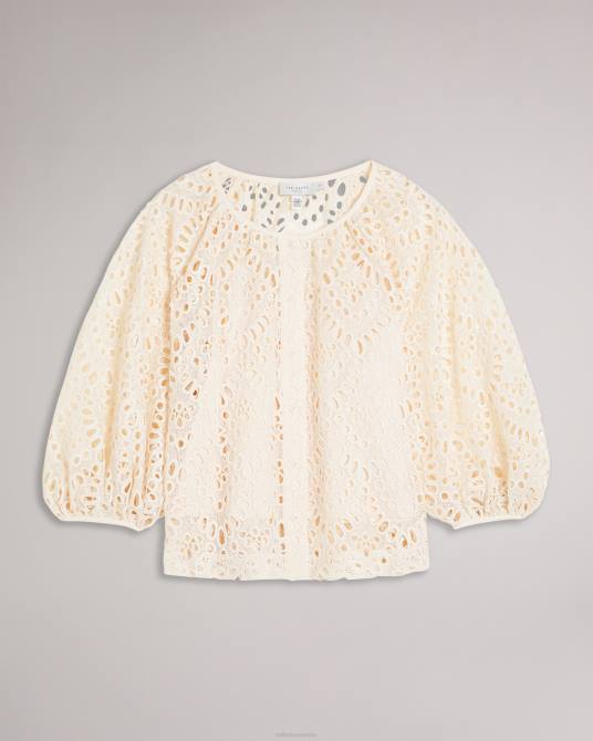 Ted Baker mujer 2ZFP377 ropa blusa elaraa con bordado y mangas abullonadas blanco