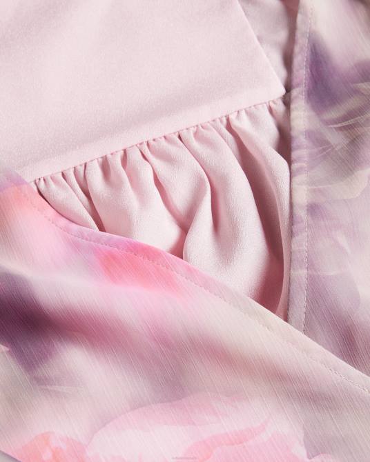 Ted Baker mujer 2ZFP379 ropa blusa cruzada emiliah con hombros fruncidos coral