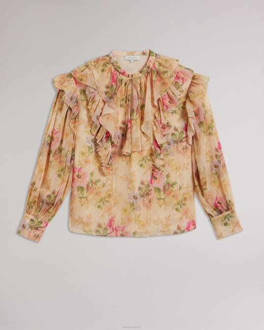 Ted Baker mujer 2ZFP408 ropa blusa helenoh con detalle de volantes y flores broncearse