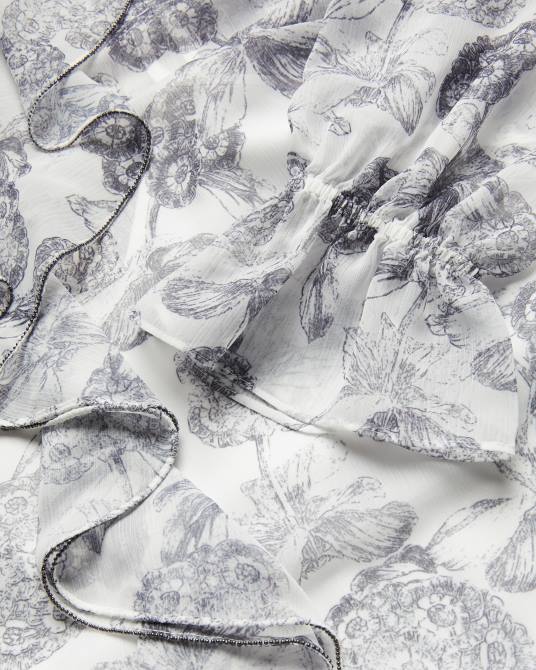 Ted Baker mujer 2ZFP425 ropa blusa con volantes anniye y ribete de bolas de metal blanco