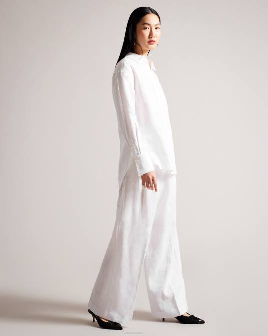 Ted Baker mujer 2ZFP463 ropa camisa larga de lino dorahh blanco