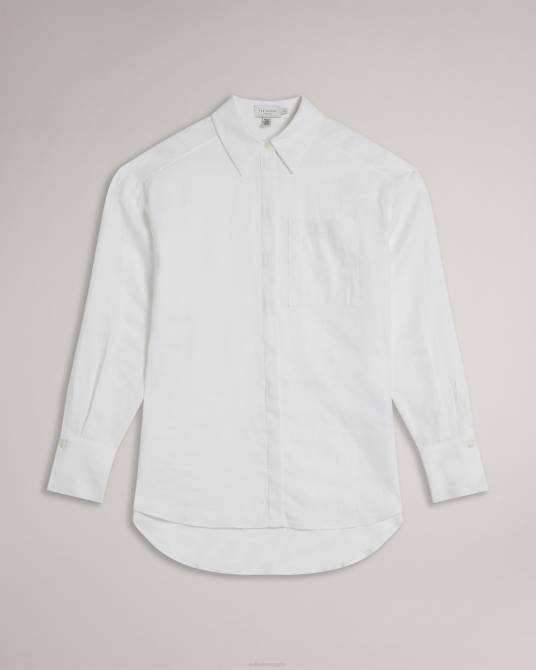 Ted Baker mujer 2ZFP463 ropa camisa larga de lino dorahh blanco