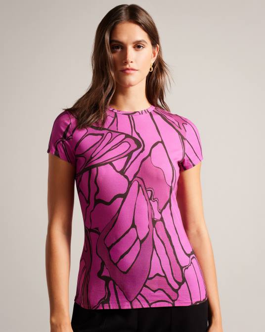 Ted Baker mujer 2ZFP100 ropa camiseta ajustada kcarlia Rosa brillante