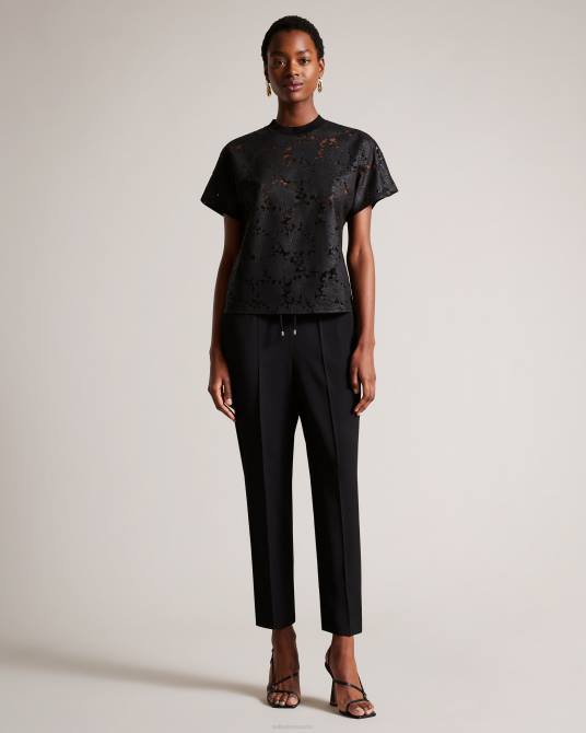 Ted Baker mujer 2ZFP186 ropa camiseta holgada con encaje floral maralo negro
