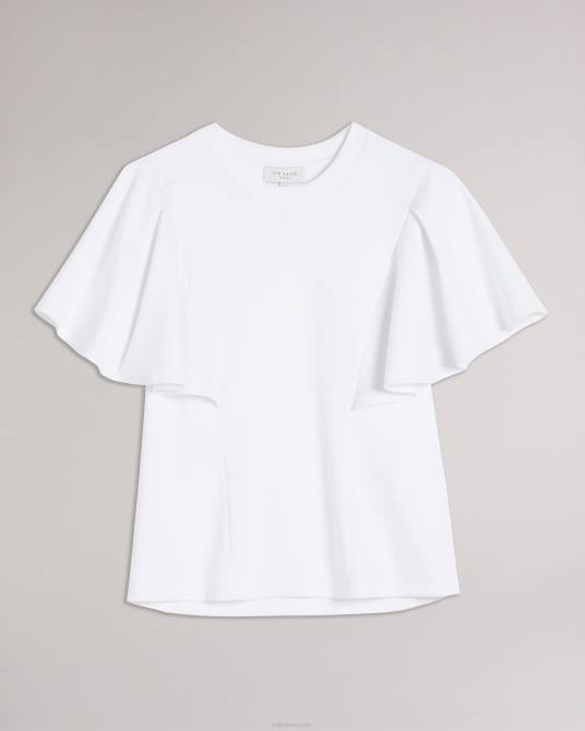 Ted Baker mujer 2ZFP20 ropa nikilaa camiseta con mangas cuadradas y volantes blanco