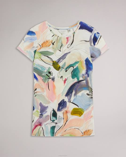Ted Baker mujer 2ZFP302 ropa camiseta con estampado artístico de elehna magnolia blanco