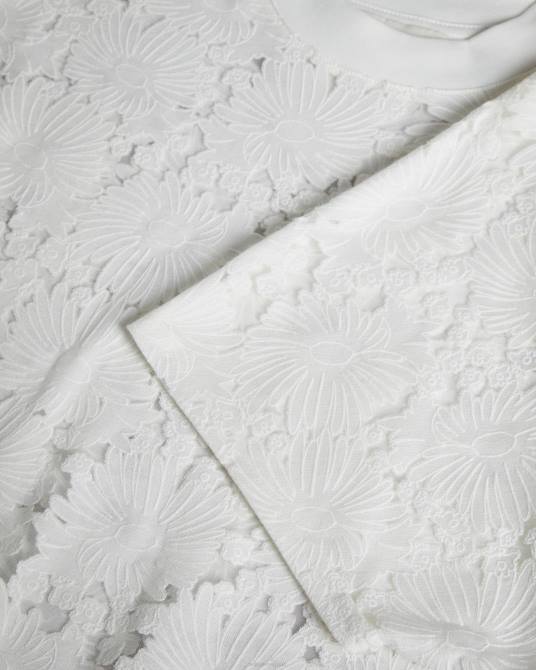 Ted Baker mujer 2ZFP34 ropa camiseta holgada con encaje floral maralo blanco