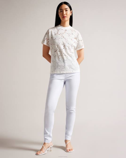 Ted Baker mujer 2ZFP34 ropa camiseta holgada con encaje floral maralo blanco