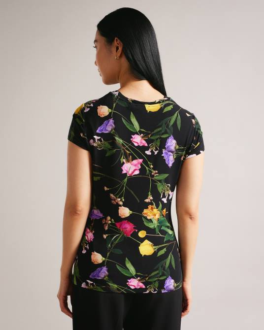 Ted Baker mujer 2ZFP376 ropa Camiseta ajustada con cuello torcido de vikina negro