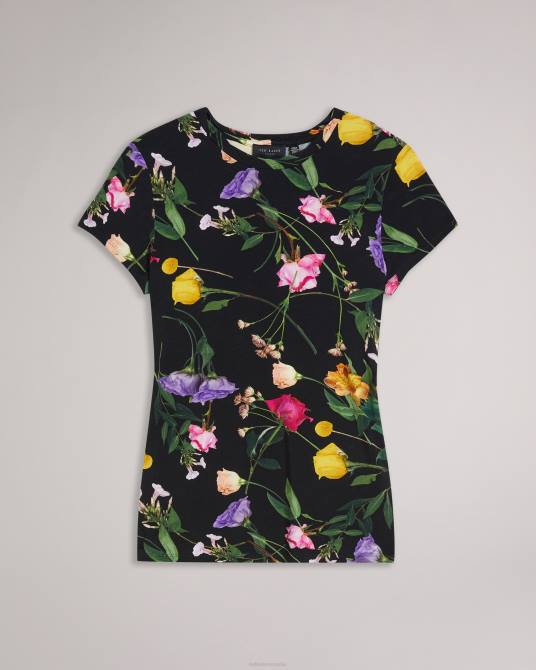Ted Baker mujer 2ZFP376 ropa Camiseta ajustada con cuello torcido de vikina negro