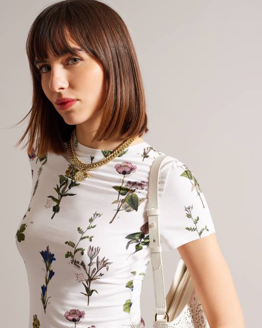 Ted Baker mujer 2ZFP397 ropa camiseta con estampado de ramo botánico rasmean blanco