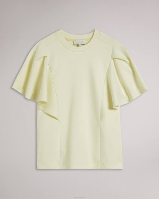 Ted Baker mujer 2ZFP40 ropa nikilaa camiseta con mangas cuadradas y volantes amarillo claro