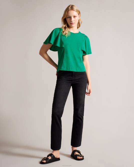 Ted Baker mujer 2ZFP449 ropa camiseta hallenn con mangas con volantes verde