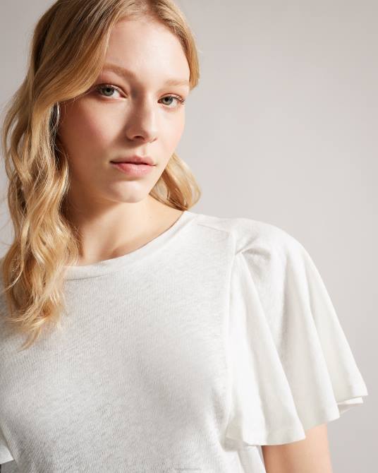 Ted Baker mujer 2ZFP471 ropa camiseta hallenn con mangas con volantes blanco