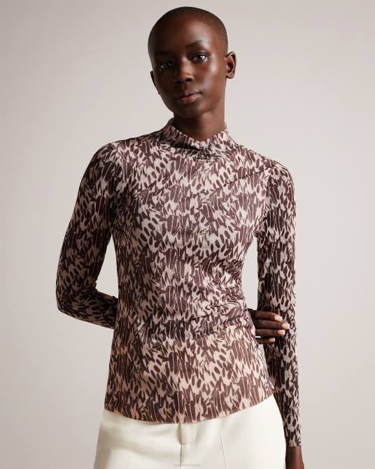 Ted Baker mujer 2ZFP104 ropa top jumila ajustado con cuello alto rosa nude