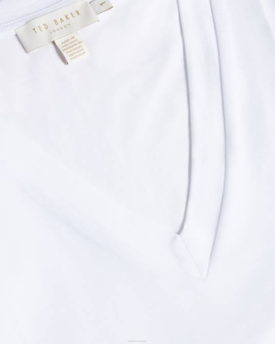 Ted Baker mujer 2ZFP113 ropa top brilyan ajustado con cuello en v blanco