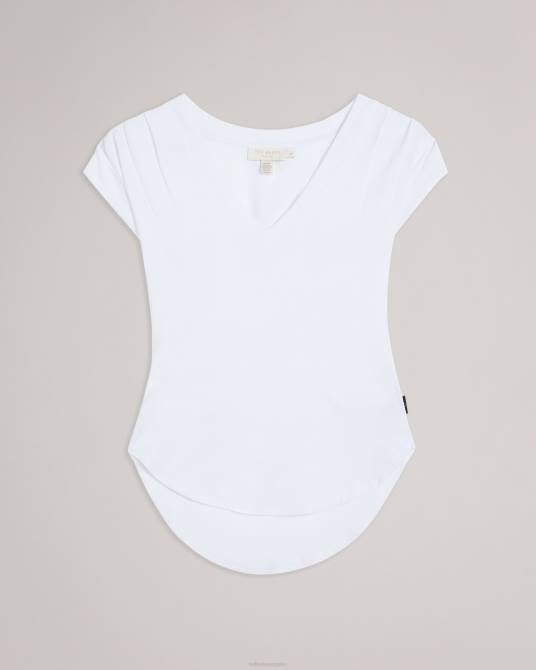 Ted Baker mujer 2ZFP113 ropa top brilyan ajustado con cuello en v blanco