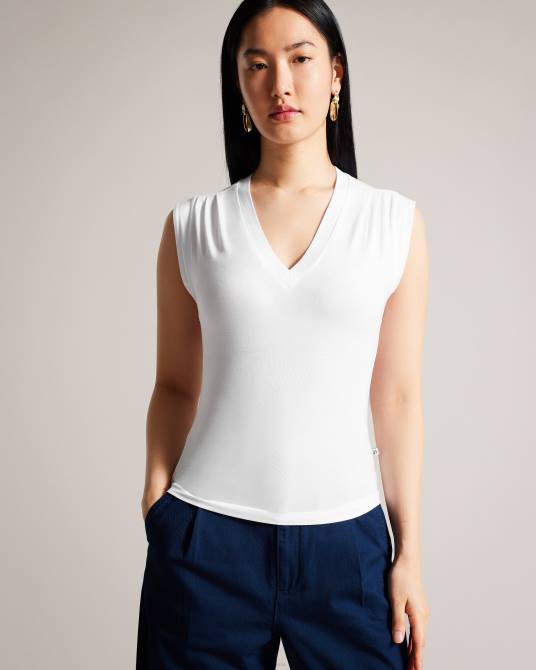 Ted Baker mujer 2ZFP150 ropa briell ajustado con cuello en v blanco