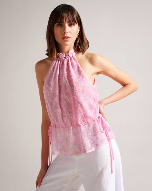 Ted Baker mujer 2ZFP154 ropa ivieey top con cuello halter y bordado lila