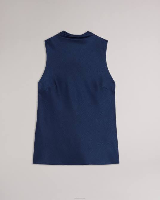 Ted Baker mujer 2ZFP157 ropa top hildri de satén sin mangas con cuello vuelto azul oscuro