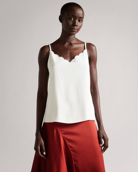 Ted Baker mujer 2ZFP164 ropa top de tirantes con escote festoneado siina Marfil