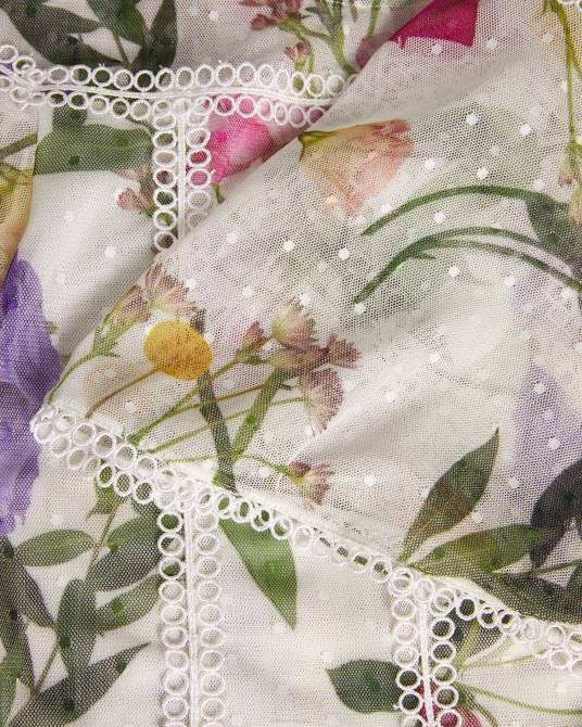 Ted Baker mujer 2ZFP230 ropa top arelln floral con cuello alto y detalles de encaje blanco