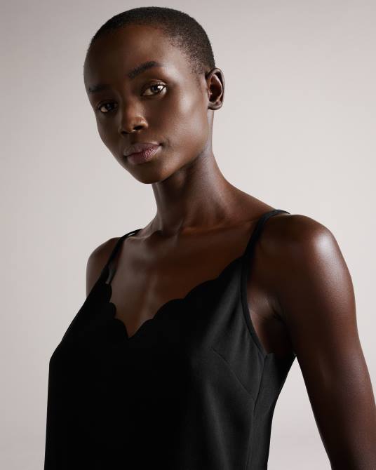 Ted Baker mujer 2ZFP299 ropa top de tirantes con escote festoneado siina negro