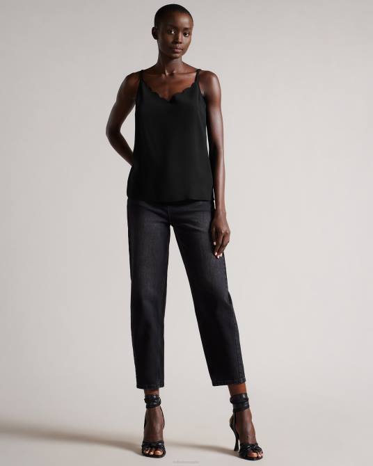 Ted Baker mujer 2ZFP299 ropa top de tirantes con escote festoneado siina negro