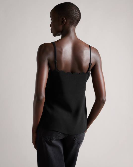 Ted Baker mujer 2ZFP299 ropa top de tirantes con escote festoneado siina negro