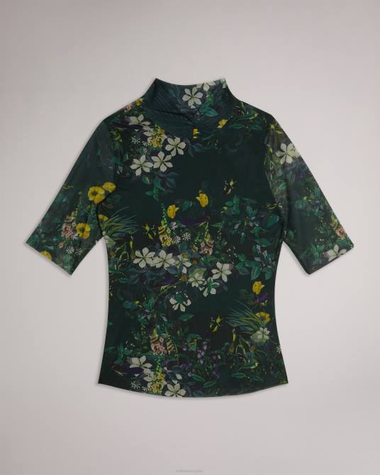 Ted Baker mujer 2ZFP315 ropa top gorgee de malla con cuello alto negro