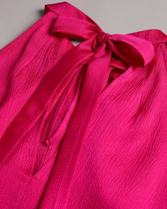 Ted Baker mujer 2ZFP37 ropa corrali top de satén plisado con cuello halter Rosa brillante